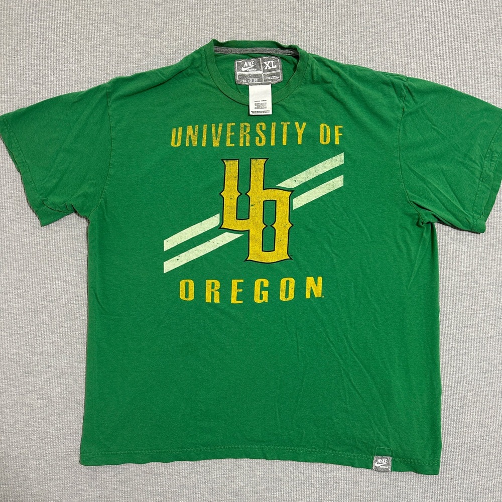 Nike University of Oregon Ducks T-Shirt Bamboo Blend Graphic Tee Green Size XL